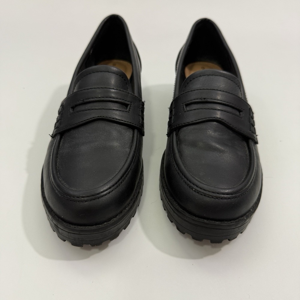 Time and Tru Black Penny Loafers Shoes Slip On Memory Foam Block Heel Sz 6 - Picture 3 of 9